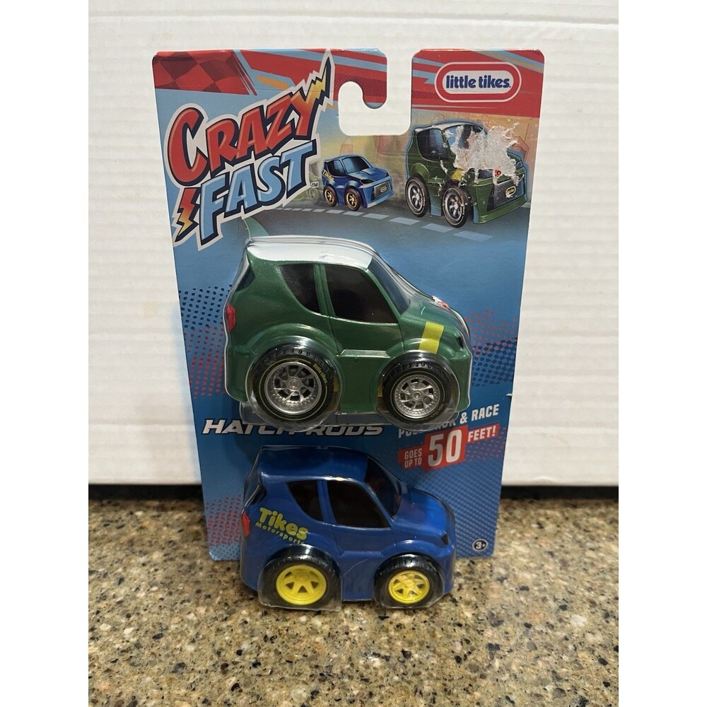 Little Tikes Crazy Fast 2 Pack Hatch Rods Cars Pull Back Race Up To 50 Feet NEW